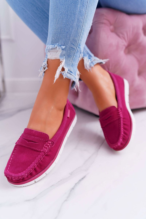 Women's Suede Leather Fuchsia Lauren moccasins