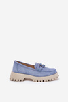 Women Suede Moccasins With Teddy Bear Vinceza 79533 Blue