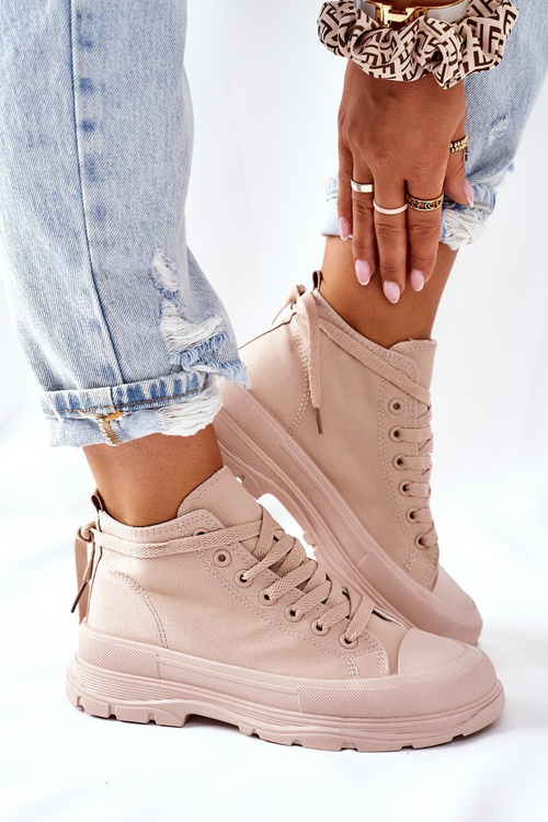 High Sneakers On A Chunky Sole Beige Trissy