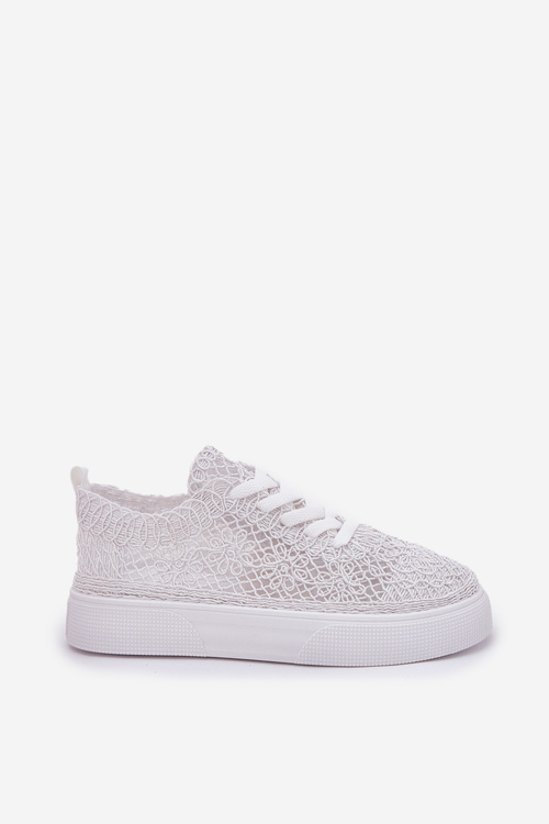 Lace-Up Women's Sneakers On Platform White Aranelith