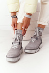 Suede Openwork Boots Maciejka Grey 05033-03