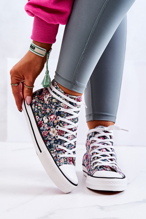High Sneakers With Green Nollie Flowers