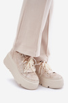 Leather Sneakers On Platform CheBello 4658 Gold