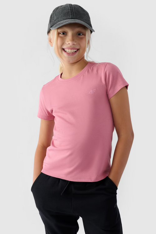 Girl's T-shirt Smooth Cotton Fuchsia 4F 4FJWMM00TTSHF1658-56S