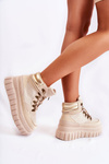 Fashionable Women's Boots On The Platform Beige Magnific