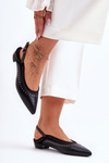 Leather Ballet Flats with Studs Black Laroshe