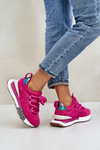 Damskie Zamszowe Sneakersy Grube Sznurowanie Platforma Fuksja Artiker 55C0086