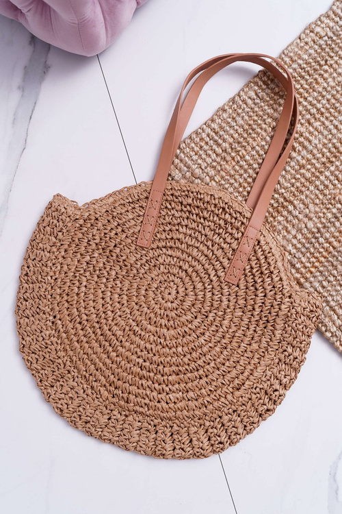 Women's Bag Braided 100% Paper Luna Camel