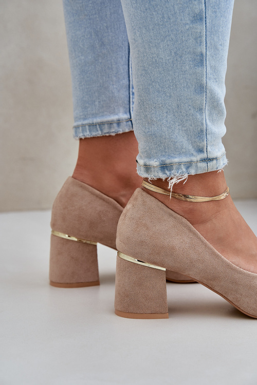Suede Heels On A Block Dark Beige Zelfitis