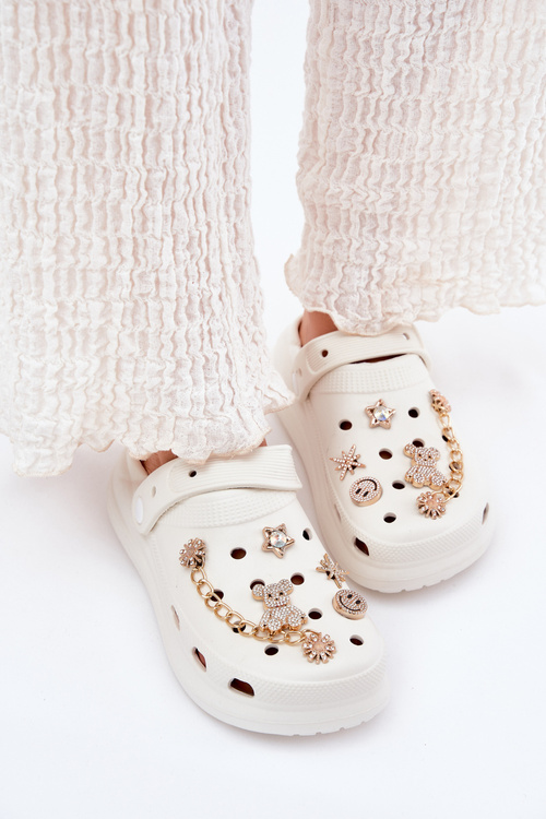 Women's Foam Slippers With Clips White Linaviela