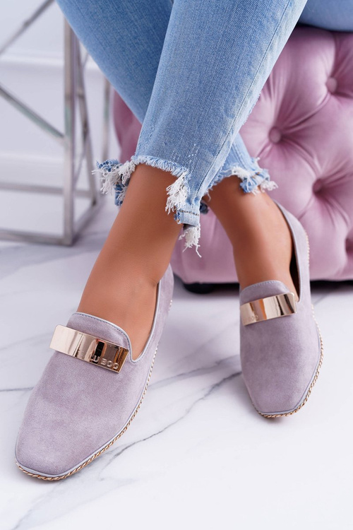 Women's Moccasins Lu Boo Grey Gold Chain Panama