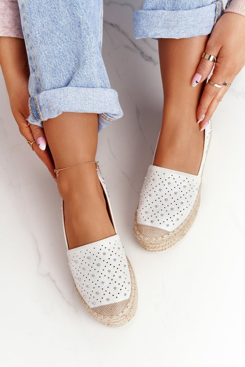 Espadrilles On A Straw Platform S.Barski White-Silver