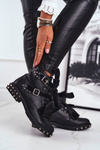 Women's Boots Rivets Spikes Black Magnet