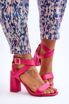 Elegant Sandals On A Block Heel Fuchsia Michele