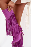 Women's High Heel Boots with Fringes Purple Isalune