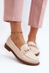 Women's Flat Heel Eco Leather Loafers Beige Vimedia