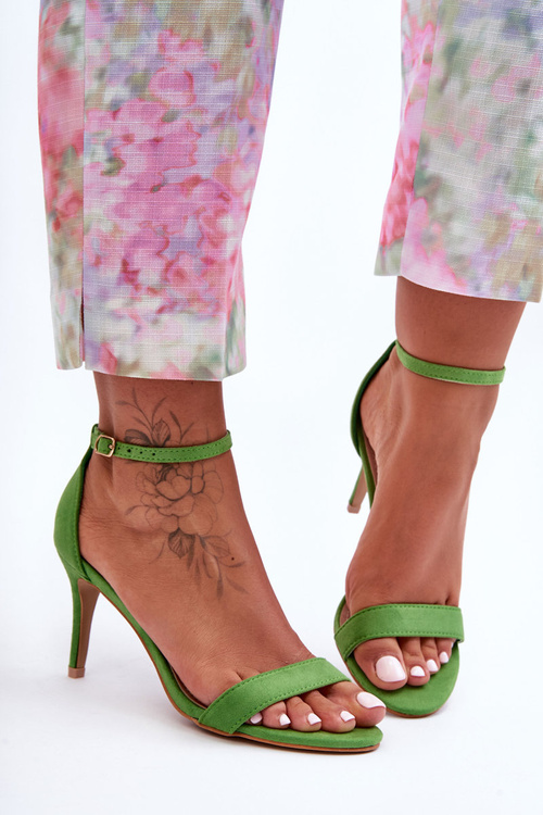 Suede Classic Sandals On Heel Green Tossa
