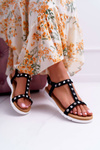 Women's Black Lu Boo Sandals with Mariachi Studs