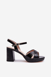 Women's High Heel Chunky Sandals Eco Leather Black Jatine