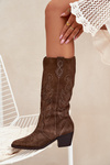 Suede Cowboy Boots For Women With Heel Brown Karira