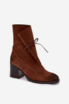 Leather Suede Women's Ankle Boots on Heel Zazoo 1151 Brown
