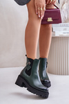 Zazoo 60490 Leather Insulated Boots With Decoration Dark Green