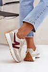Sneakersy Buty Sportowe Damskie Beżowo-Bordowe Britma