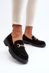 Women's black faux suede moccasins with gold decoration Lighas