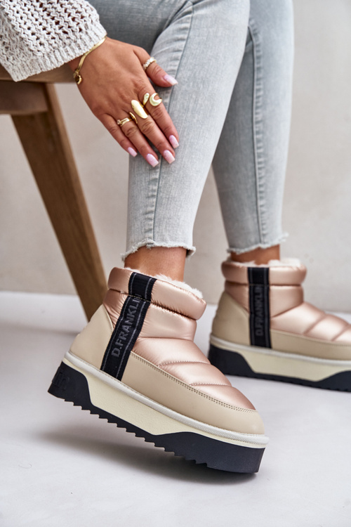 Śniegowce Niskie Gruba Podeszwa Beżowe D.Franklin DFSH371010