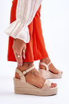 Classic Suede Wedge Sandals Beige Denisse