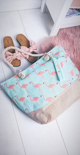 Beach Large Light Blue Handbag Bag Bag Women's Flamingos
