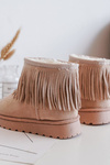 Fleece-Lined Snow Boots with Decorative Fringes for Kids Beige Nimia'