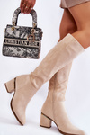 Classic Suede Boots With Zipper Light beige Leyette