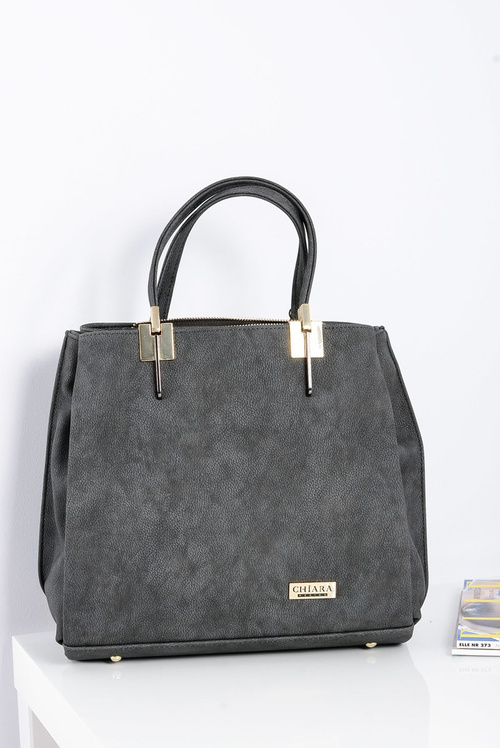 Large Grey Women's Handbag + Sachet + Mirror POLAND