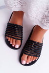 Women's Beaded Flip Flops Black Elavi