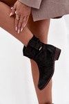 Women's ankle boots with low heel with wrinkling warm black Gracia