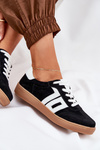 Niskie Buty Sportowe Sneakersy Damskie Zamszowe Czarne Vinceza 79517