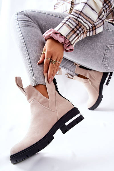 Insulated Chelsea Boots With A Zipper Beige My Way