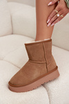 Women's Snow Boots Made of Natural Suede on Platform Camel Privine
