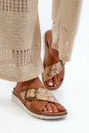 Comfortable Women's Slippers With Buckle Inblu CN000032 Camel