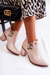 Leather Boots On High Heel Laura Messi 2506 Beige
