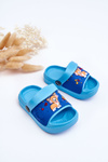 Light Children's Slides Sandals With Animal Motif Blue Rico 