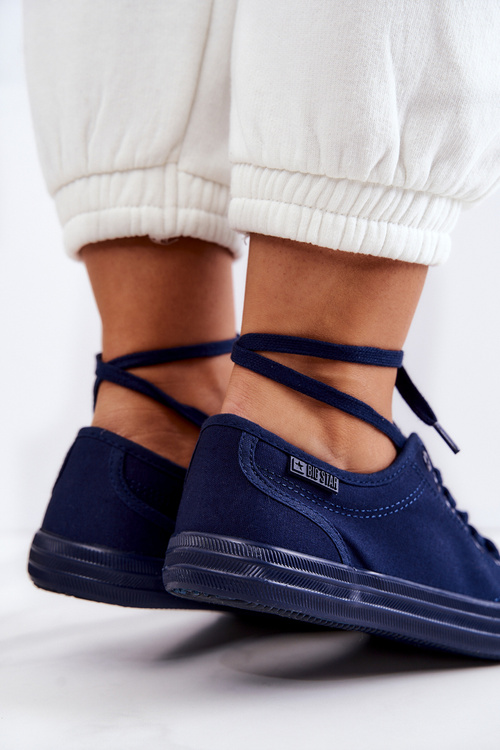 Tenisówki Damskie Niskie Wiązane Big Star Granatowe JJ274067