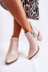 Leather Boots On High Heel Laura Messi 2506 Beige
