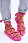 Tied Sandals On A Massive Platform Pink Can't Wait