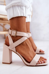Elegant Sandals On A Block Heel Beige Michele