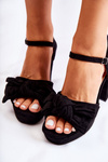 Women's Suede Sandals With A Bow Black Reina