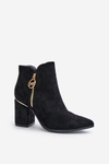 Women's Heeled Booties with Pointed Toes Eco Suede Black Raisha