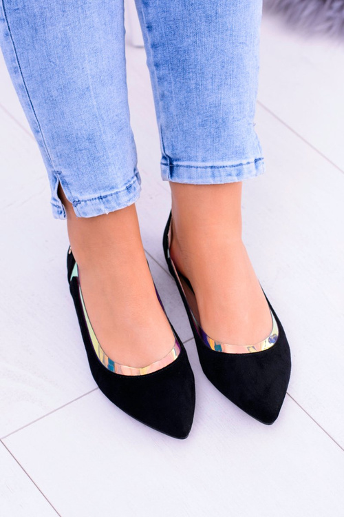 Lu Boo Black Transparent Holographic Lison Spike Ballerinas