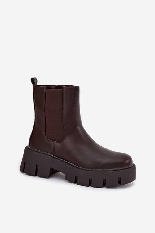 Women's ankle boots Fivienne warm eco leather dark brown